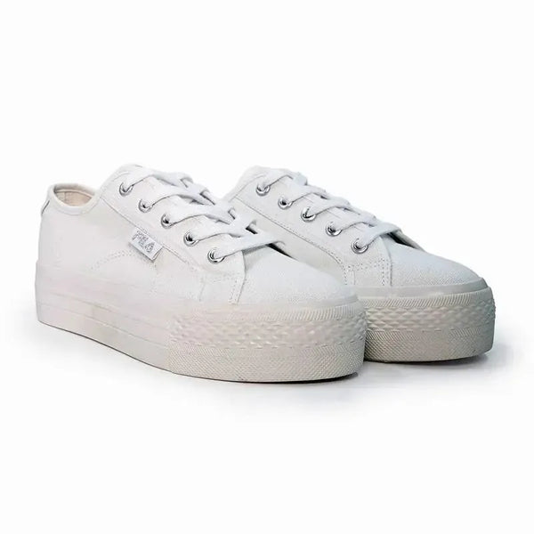FILA Alessia Canvas Platform Sneaker - White/White/Silver