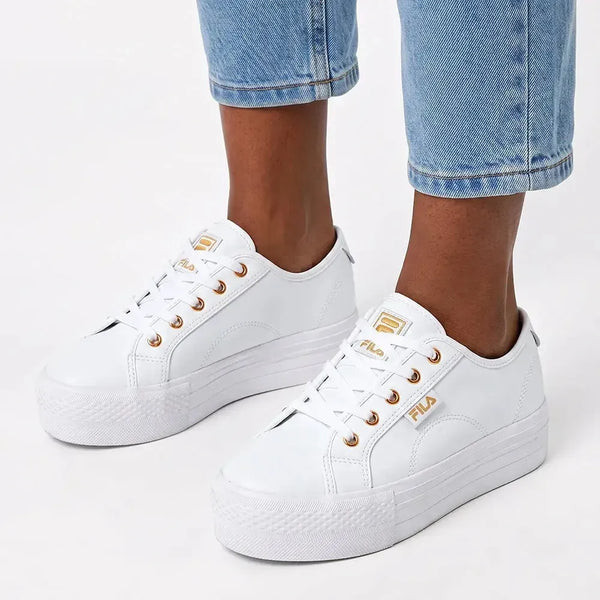 FILA Alessia MM Platform Sneaker - Gold/White