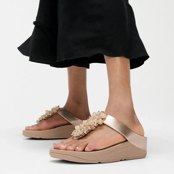 Fit Flop Fino Bauble-Bead Sandal - Metallic Beige