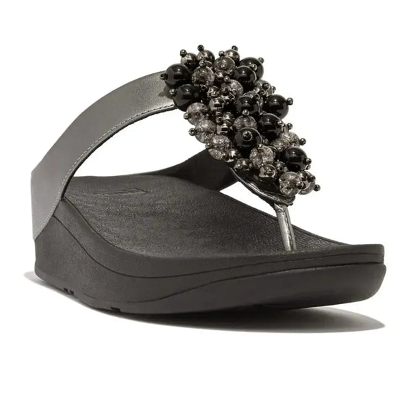 Fit Flop Fino Bauble-Bead Sandal - Pewter Black