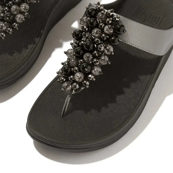 Fit Flop Fino Bauble-Bead Sandal - Pewter Black
