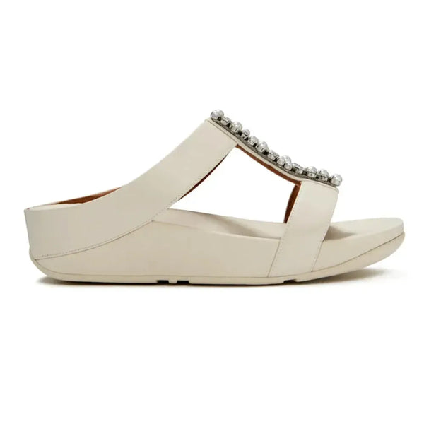 Fit Flop Fino H-Bar Slide with Pearl and Crystal Adornment - Turtledove