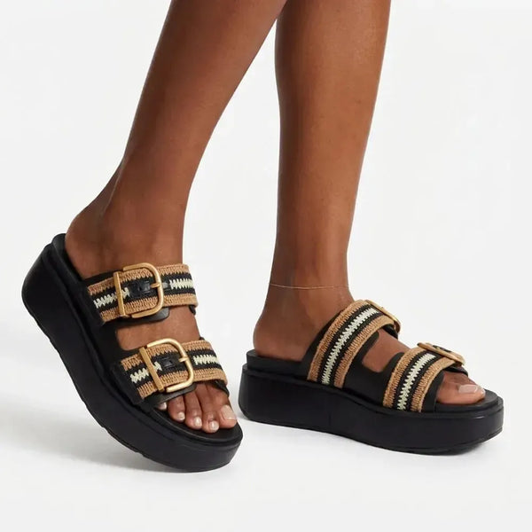 Fit Flop Gen FF-Max Buckle Stripe-Webbing Slides - Black Mix