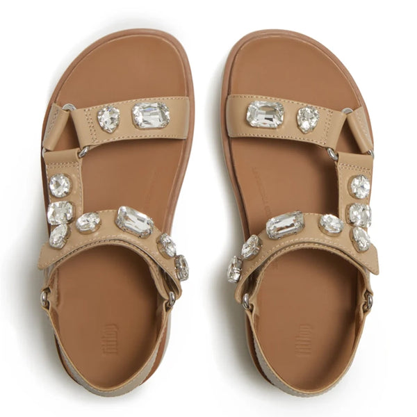 Fit Flop Gen FF-Max Ultra-Jewel Leather Back Strap Sandal - Cappuccino