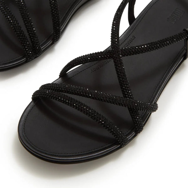 Fit Flop Gracie Crystal Strappy Sandals - All Black