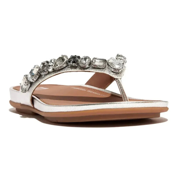 Fit Flop Gracie Jewel-Delux Metallic Sandals - Silver