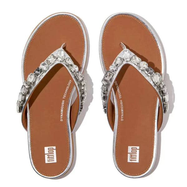 Fit Flop Gracie Jewel-Delux Metallic Sandals - Silver