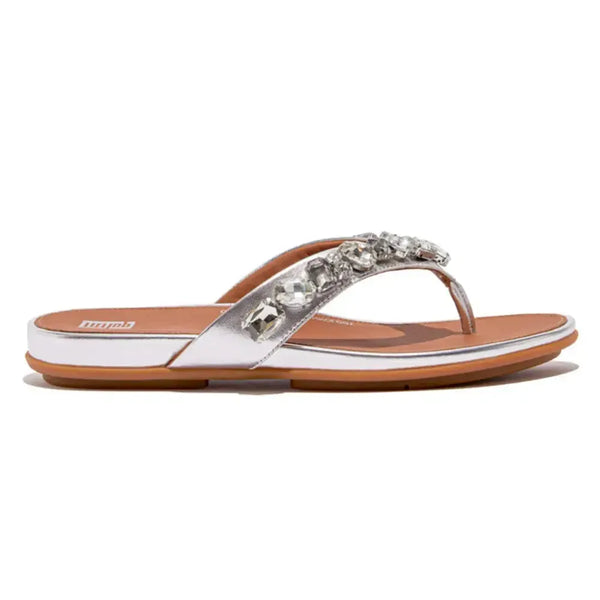 Fit Flop Gracie Jewel-Delux Metallic Sandals - Silver