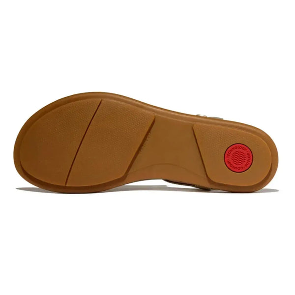 Fit Flop Gracie Ultra Jewel Leather T-Bar Sandals - Platino