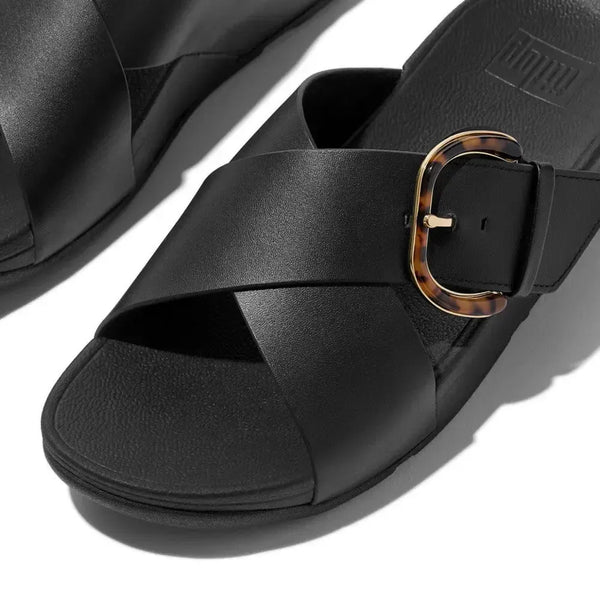 Fit Flop Lulu Cross Slide with inlay Buckle - All Black