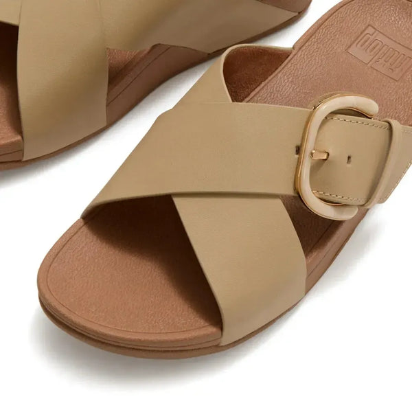 Fit Flop Lulu Cross Slide with inlay Buckle - Cappuccino