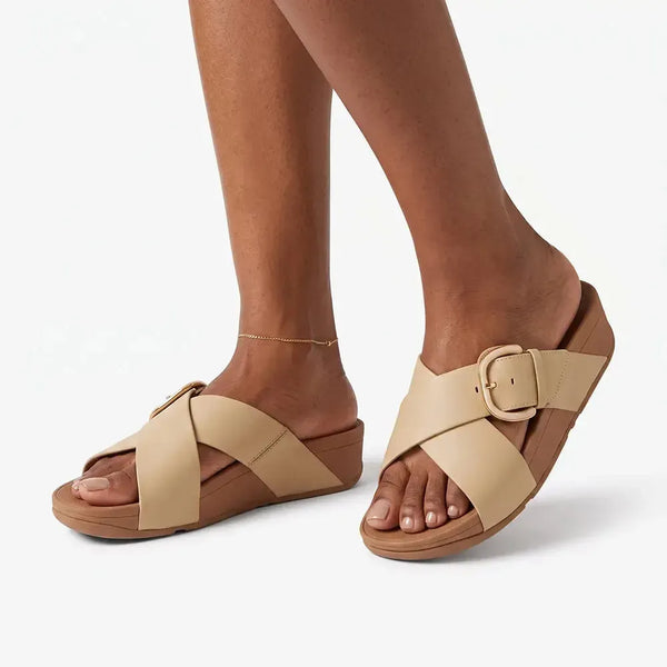 Fit Flop Lulu Cross Slide with inlay Buckle - Cappuccino