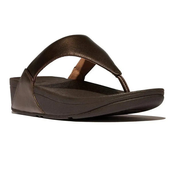 Fit Flop Lulu Leather Sandal - Metallic Chocolate Brown