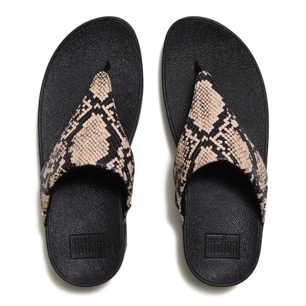 Fit Flop Lulu Snake Toe Post Sandal - Hazy Taupe/Black