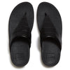 Fit Flop Lulu Toe Post Crocodile Leather Sandal - All Black