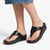 Fit Flop Lulu Toe Post Crocodile Leather Sandal - All Black