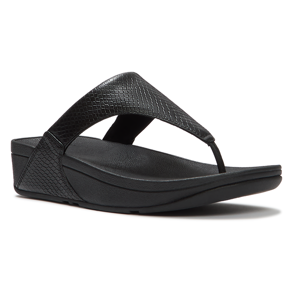 Fit Flop Lulu Toe Post Snake Sandal - Black