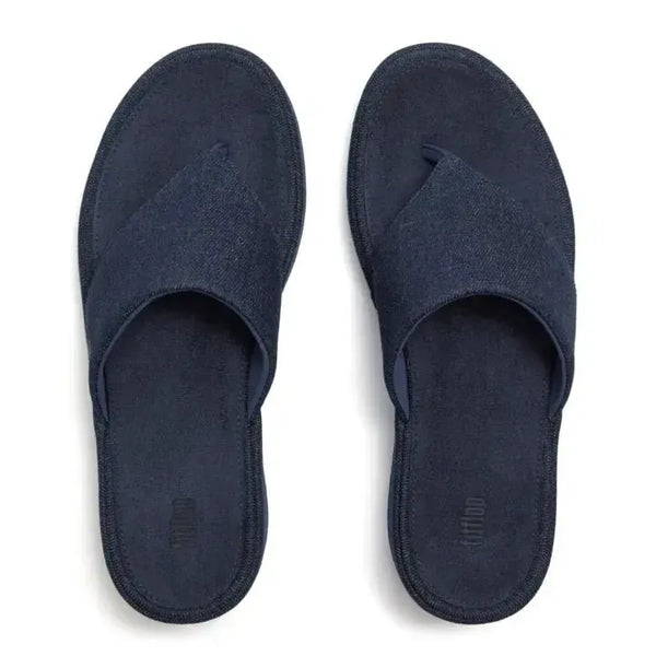 Fit Flop Platform Textile Denim Wedge Sandal - Dark Denim
