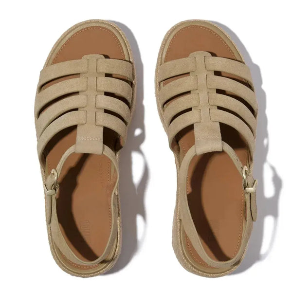 Fit Flop Platforms Espadrille Fisherman Wedge Sandals - Cappuccino