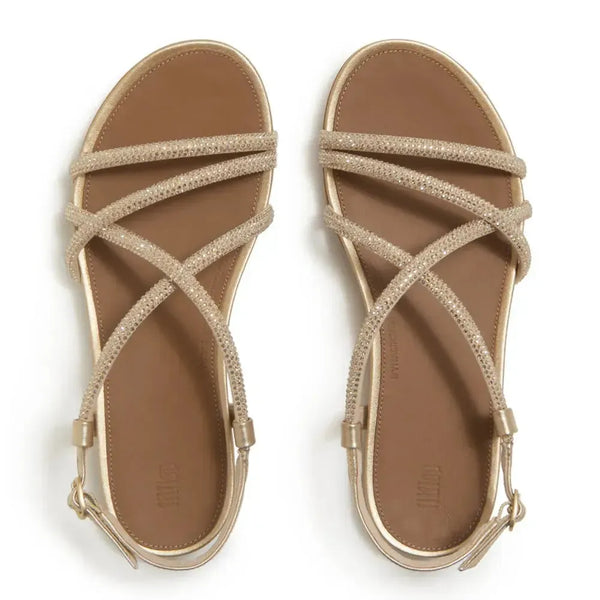 FitFlop Gracie Crystal Strappy Sandals - Platino