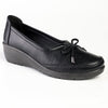 Franco Rossi Bow Low Wedge Loafers - Black
