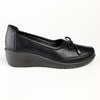 Franco Rossi Bow Low Wedge Loafers - Black