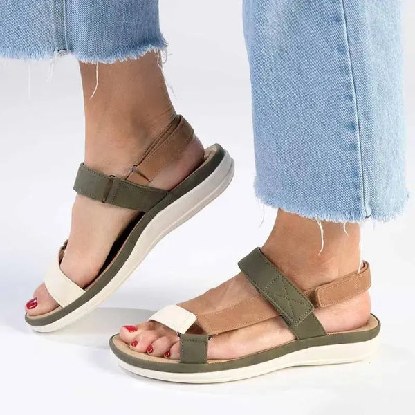 Franco Rossi Comfort Ladies Triangle Sandals - Olive Multi