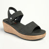 Franco Rossi Comfort Wedge Sandal - Black-Franco Rossi-Buy shoes online