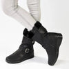 Franco Rossi Furry Fur Collar Casual Wedge Boot - Black