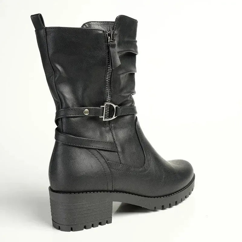 Franco Rossi Ladies Cleated Midcalf Boot - Black | Shoe Box Online