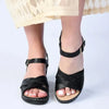 Franco Rossi Ladies Crossover Wedge Sandal - Black