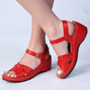 Franco Rossi Ladies Crossover Wedge Sandal - Red-Franco Rossi-Buy shoes online