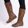 Franco Rossi Ladies Long Back Elastic Boot - Choc Nubuck-Franco Rossi-Buy shoes online