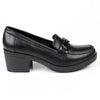 Franco Rossi Saddle Detail Block Heel Loafers - Black