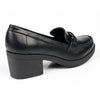 Franco Rossi Saddle Detail Block Heel Loafers - Black