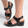 Franco Rossi Scoop Wedge Sandals - Black-Franco Rossi-Buy shoes online