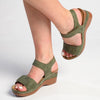 Franco Rossi Scoop Wedge Sandals - Olive-Franco Rossi-Buy shoes online