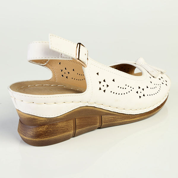 Franco Rossi Wedge Sling Back Wedge-White
