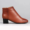 Froggie Chelsea Leather Block Heel Side Zip Ankle Boot - Chestnut