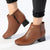 Froggie Chelsea Leather Block Heel Side Zip Ankle Boot - Chestnut