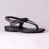 Froggie Ella Leather Comfort Thong Sandal - Black-Froggie-Buy shoes online