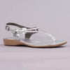 Froggie Ella Leather Comfort Thong Sandal - Silver-Froggie-Buy shoes online