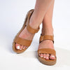 Froggie Fay Wedge Sandal - Tan M-Froggie-Buy shoes online