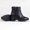 Froggie Flex Leather Block Heel Side Zip Ankle Boot - Black-Froggie-Buy shoes online