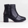 Froggie Flex Leather Block Heel Side Zip Ankle Boot - Black-Froggie-Buy shoes online