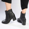 Froggie Flex Leather Block Heel Side Zip Ankle Boot - Black-Froggie-Buy shoes online