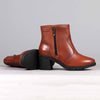 Froggie Flex Leather Block Heel Side Zip Ankle Boot - Chestnut-Froggie-Buy shoes online