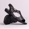 Froggie Ida Leather Comfort Sandal - Black-Froggie-Buy shoes online