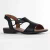 Froggie Ida Leather Flat Snake Skin Sandal - Black