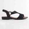 Froggie Ida Leather Flat Snake Skin Sandal - Black